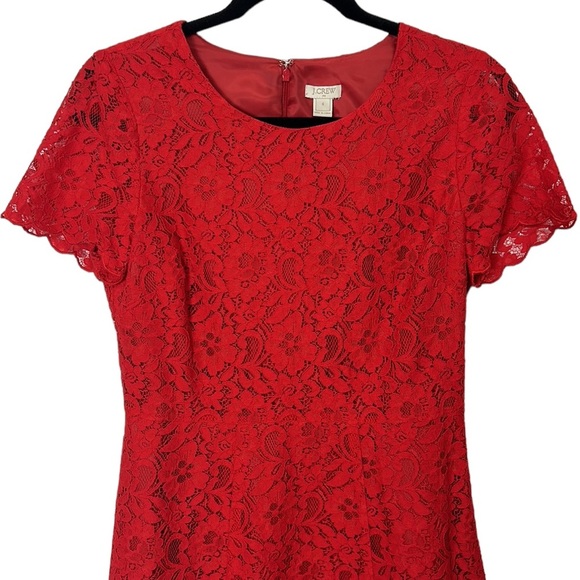 J. Crew Red Lace Mini short sleeve dress women’s size 4 - Picture 2 of 6